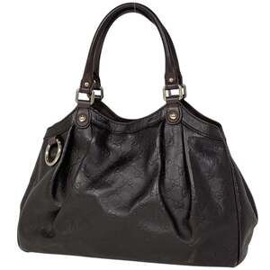 Gucci Sukey Signature Tote Bag in Shimmering Leather, Dark Brown, 211944, Wom...